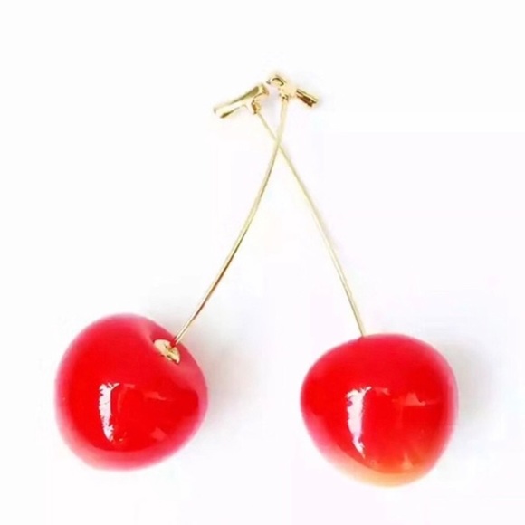CLEARANCE NEW Red Cherry Drop Earrings - Picture 7 of 8